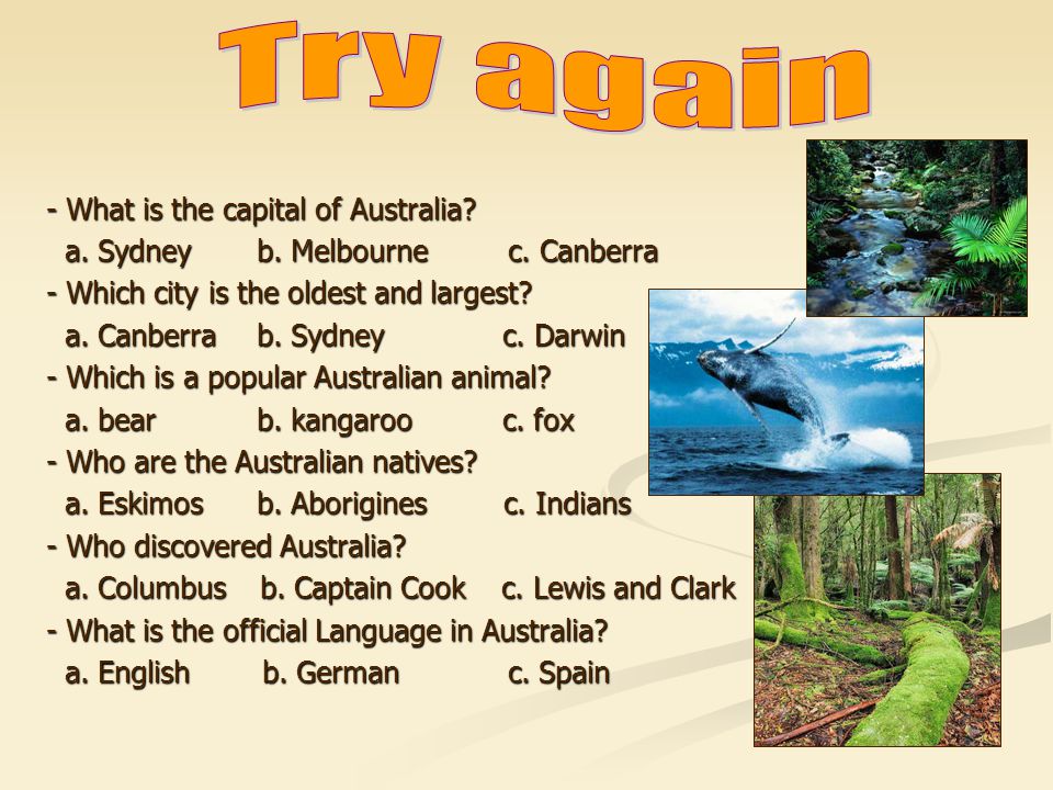 Try again - What is the capital of Australia