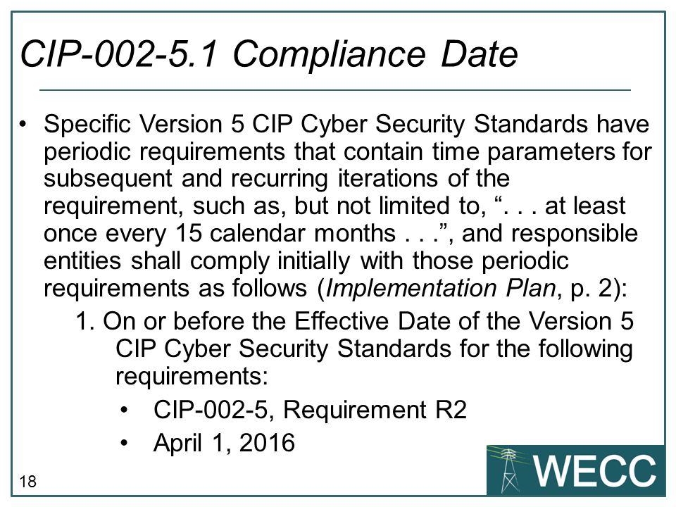 CIP Compliance Date