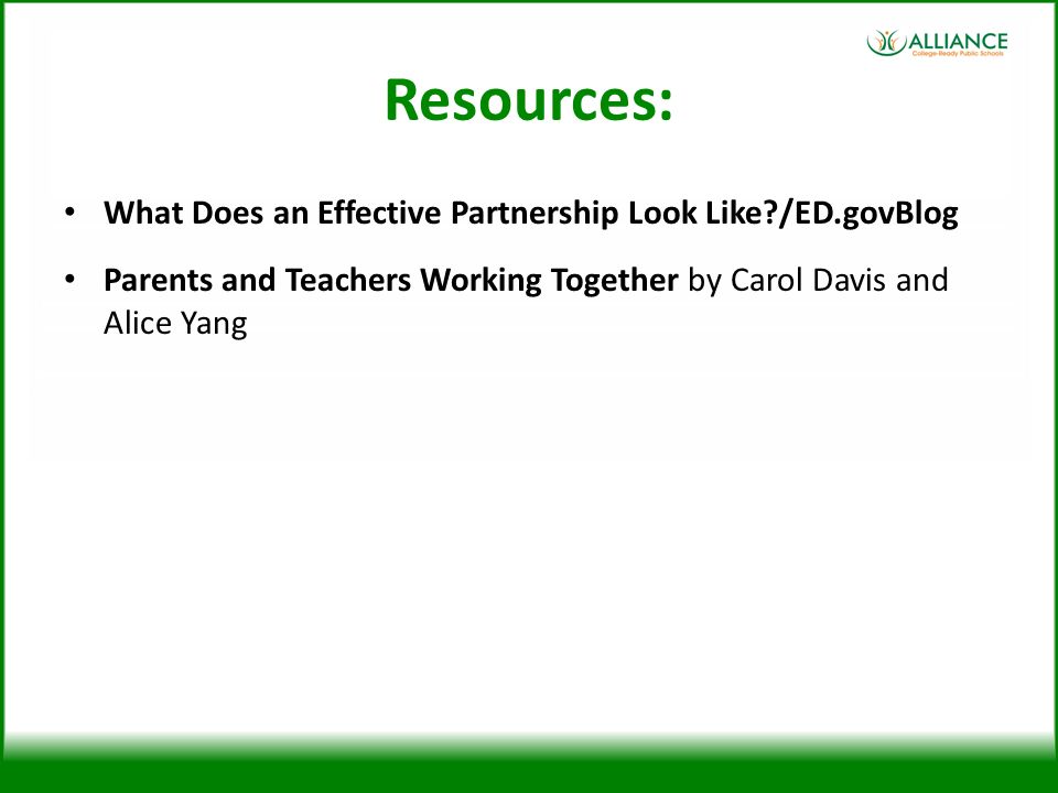 Resources: What Does an Effective Partnership Look Like /ED.govBlog