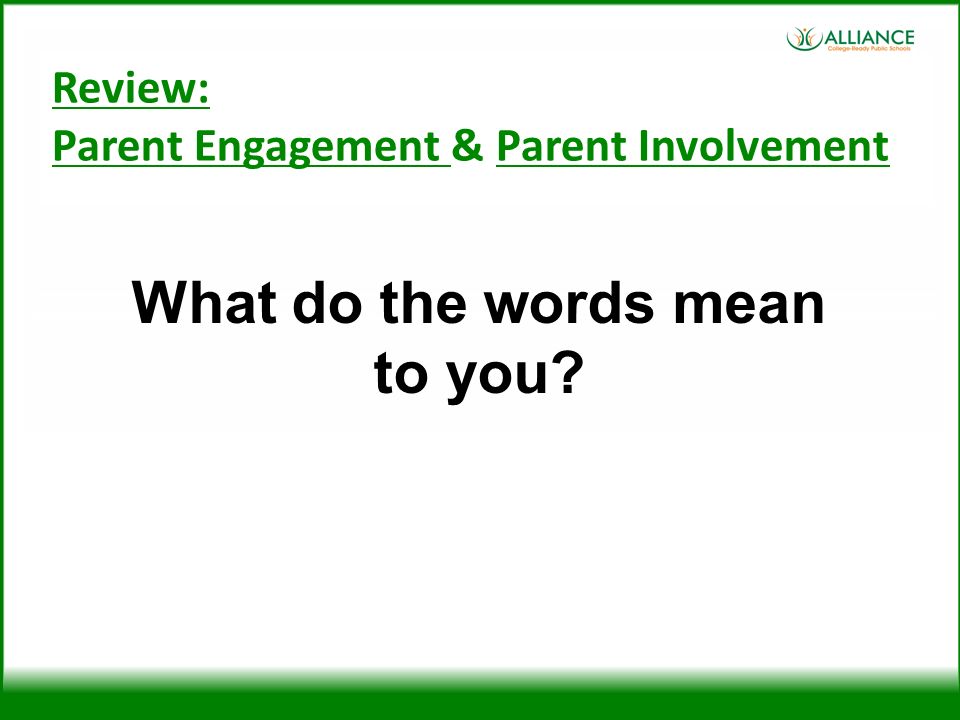 Review: Parent Engagement & Parent Involvement
