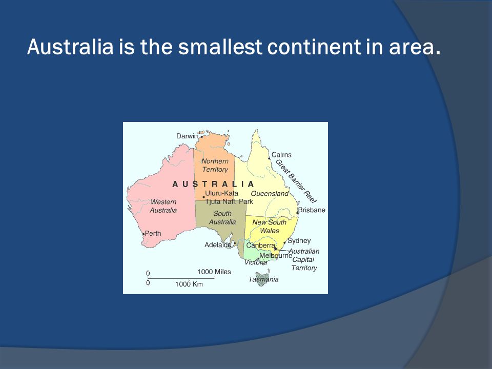 Australia is the smallest continent in area.