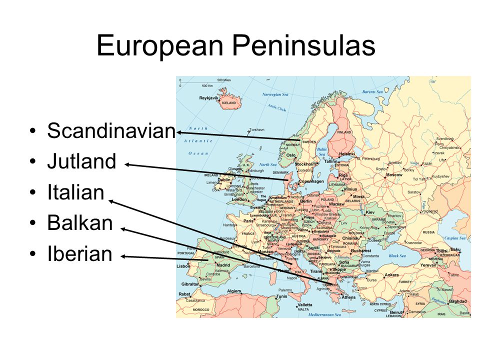 European Peninsulas Scandinavian Jutland Italian Balkan Iberian