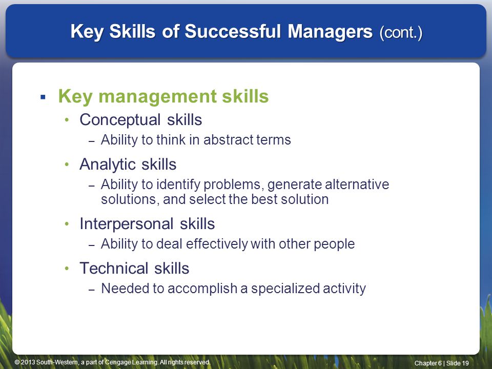 Key Skills of Successful Managers (cont.)