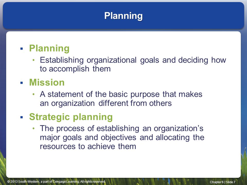 Planning Planning Mission Strategic planning