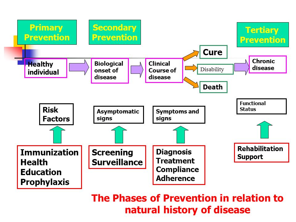 The Phases of Prevention in relation to natural history of disease