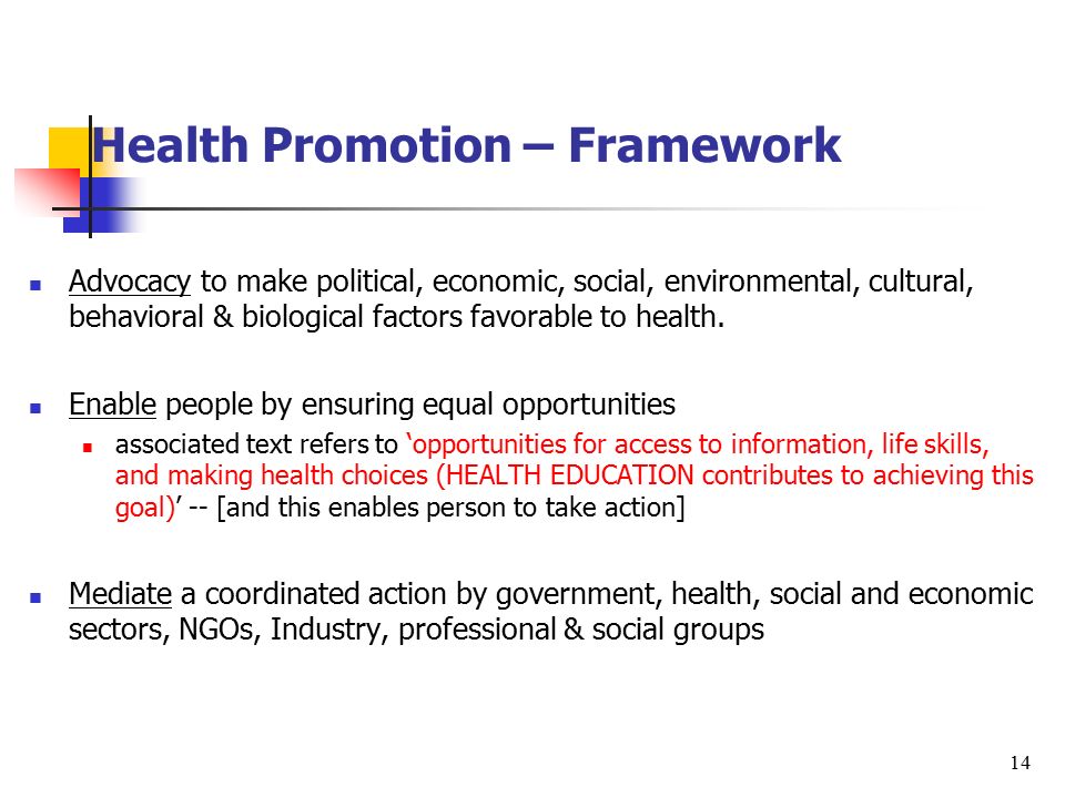 Health Promotion – Framework
