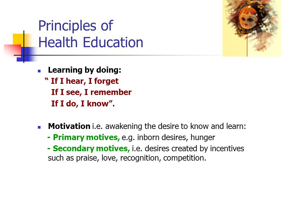 Principles of Health Education