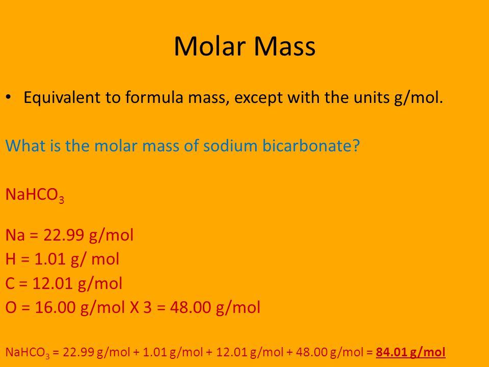 Sodium bicarbonate molar mas
