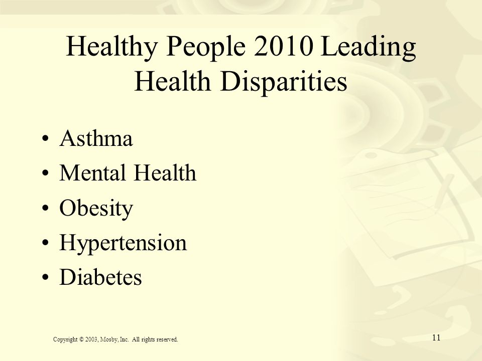 Healthy People 2010 Leading Health Disparities