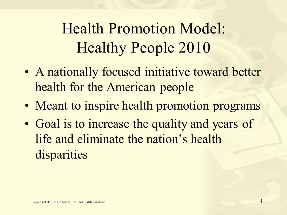 Health Promotion Model: Healthy People 2010