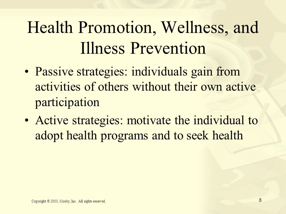 Health Promotion, Wellness, and Illness Prevention