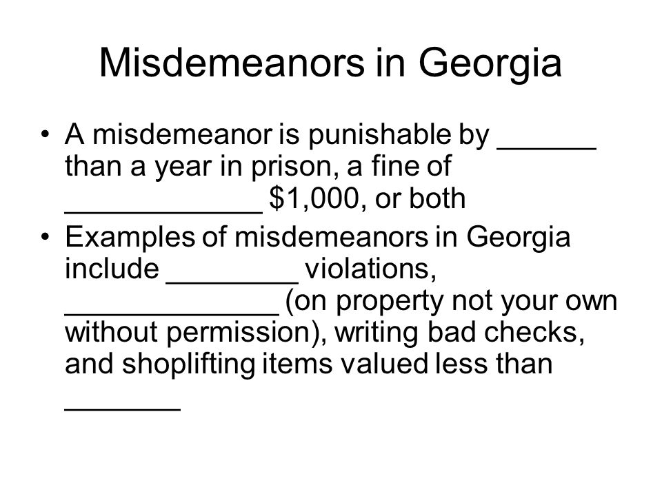 Misdemeanors in Georgia