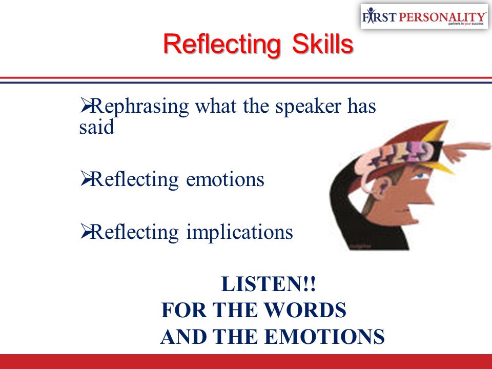 Reflecting Skills Rephrasing what the speaker has said