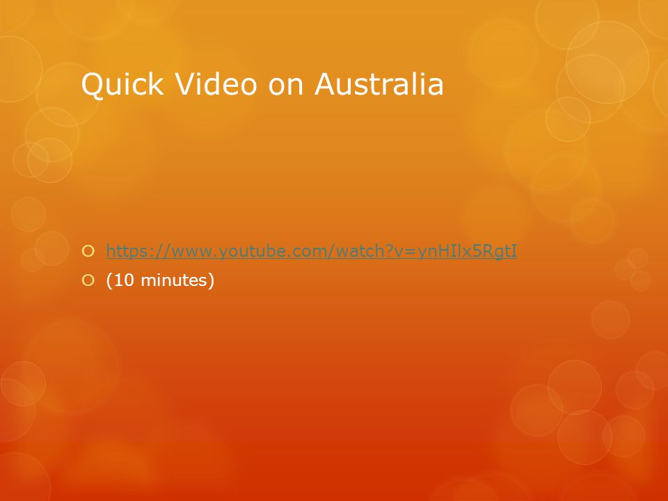 Quick Video on Australia
