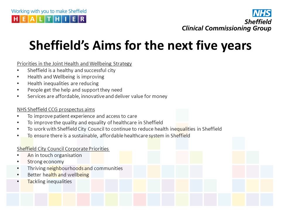 Sheffield’s Aims for the next five years