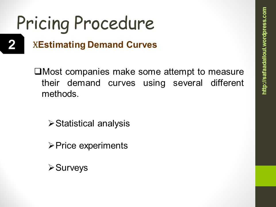 Pricing Procedure 2 Estimating Demand Curves