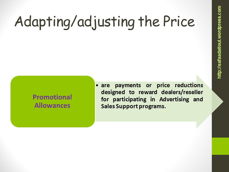 Adapting/adjusting the Price