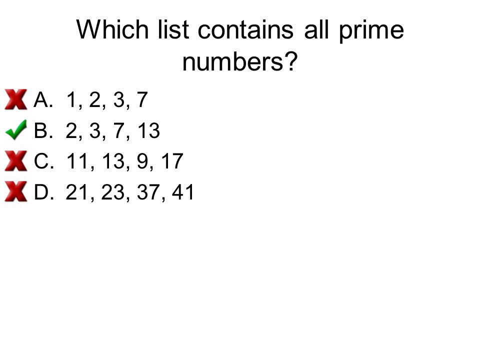 Which list contains all prime numbers