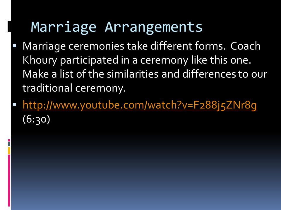 Marriage Arrangements