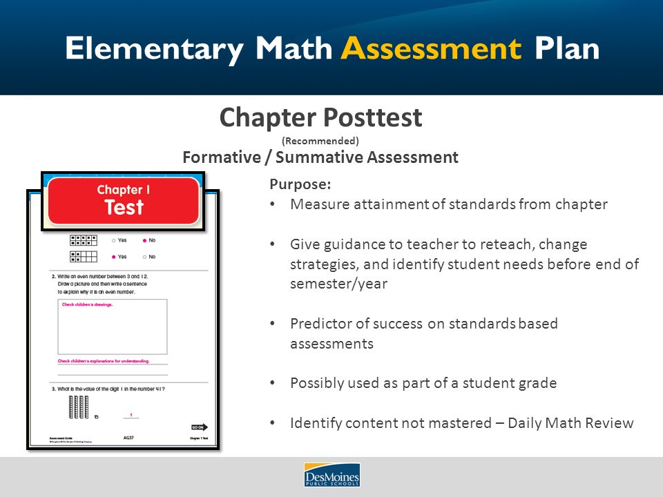 Elementary Math Assessment Plan