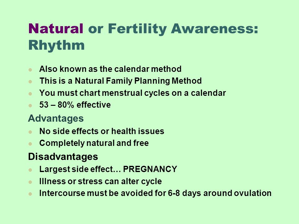 Natural Family Planning Calendar Method Chart