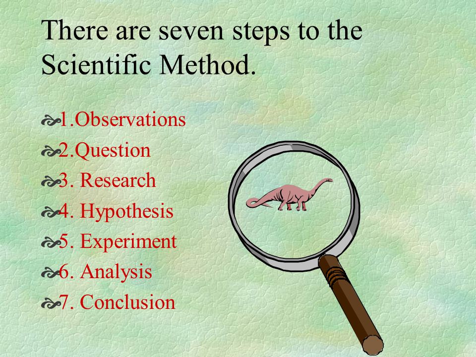 There are seven steps to the Scientific Method.