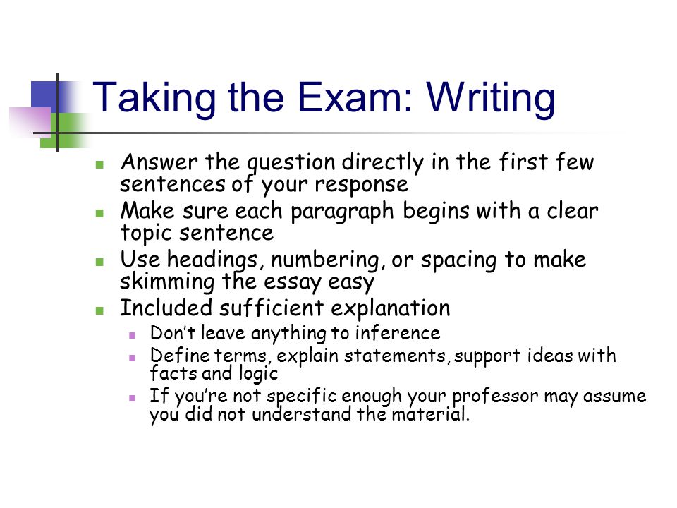 Taking the Exam: Writing