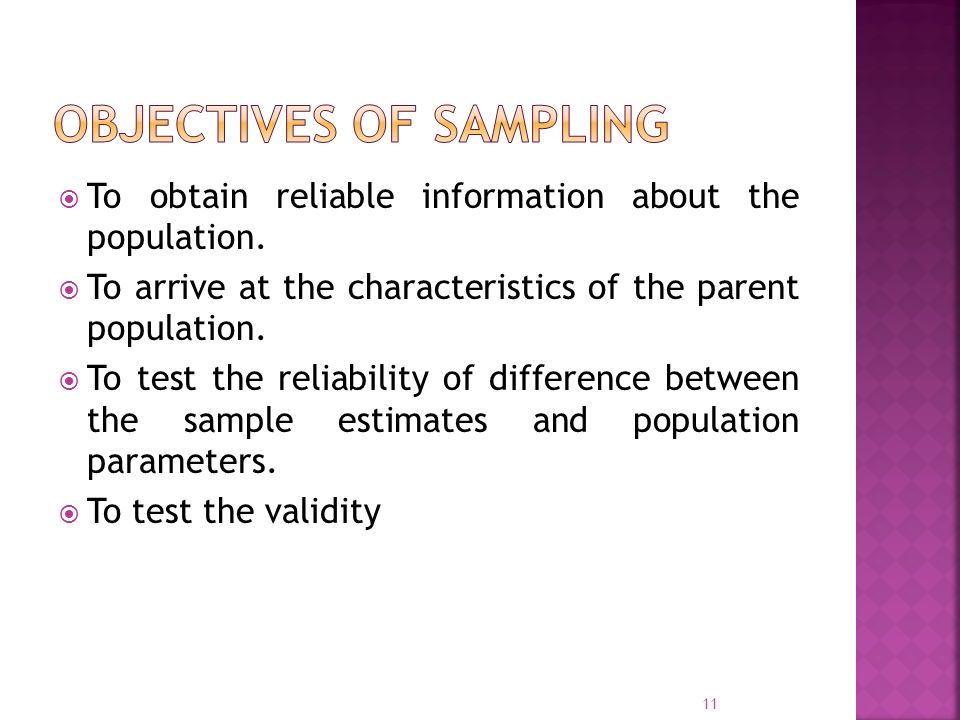 Objectives of sampling