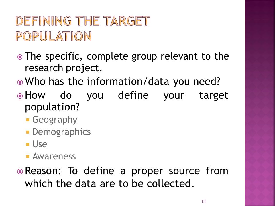 Defining the target population