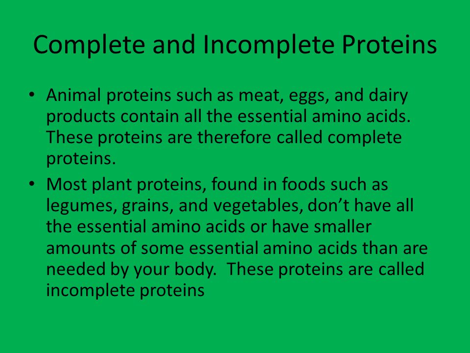 Complete and Incomplete Proteins