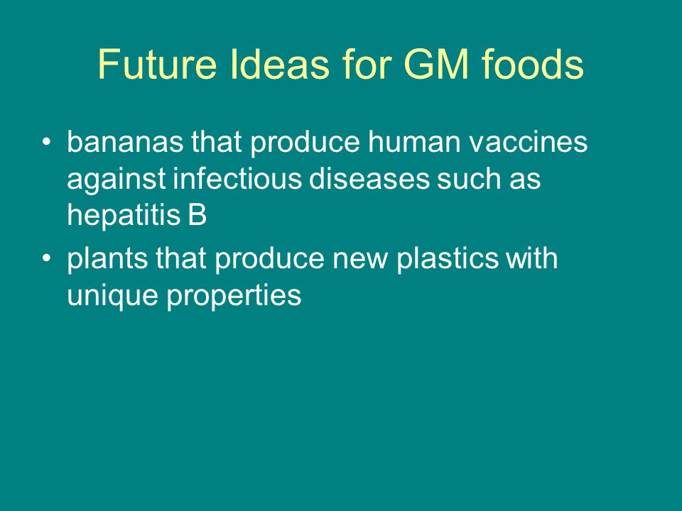 Future Ideas for GM foods