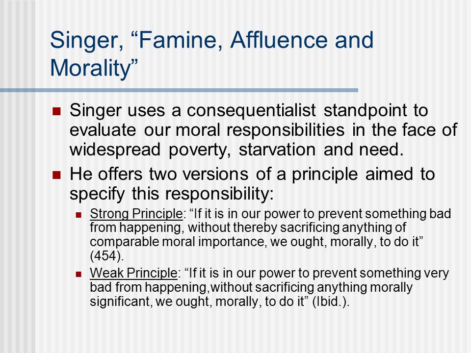 famine affluence and morality analysis