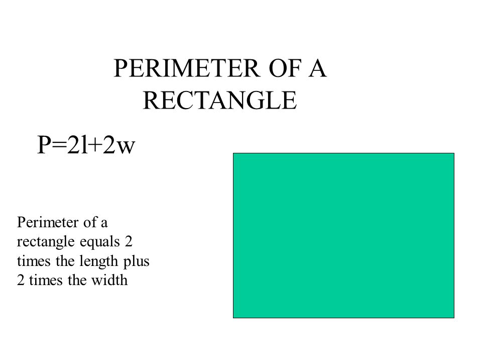 PERIMETER OF A RECTANGLE P=2l+2w