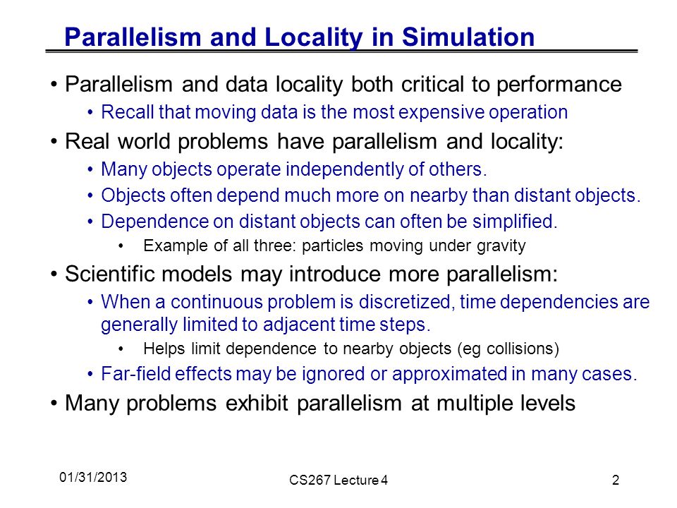 Parallelism and Locality in Simulation