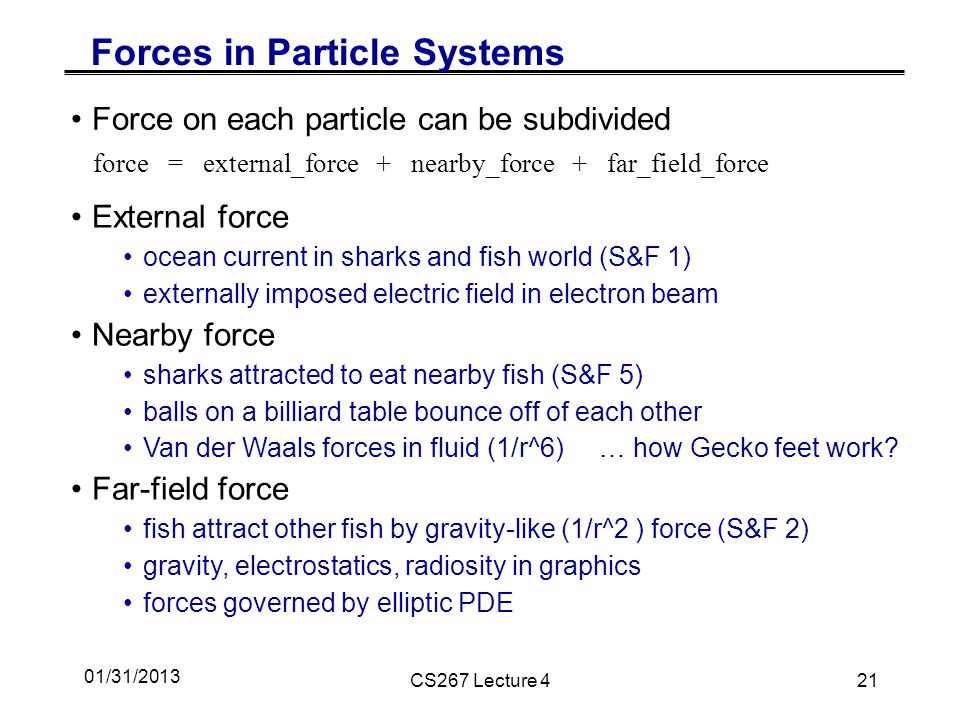 Forces in Particle Systems