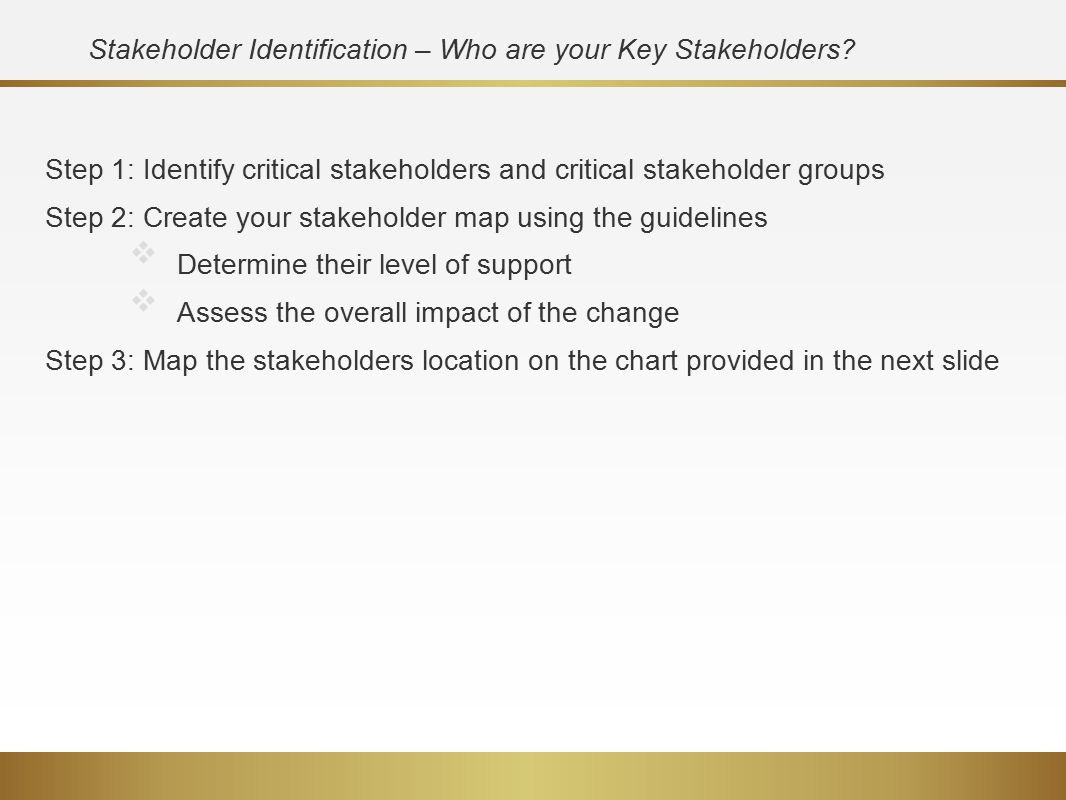 Stakeholder Identification – Who are your Key Stakeholders
