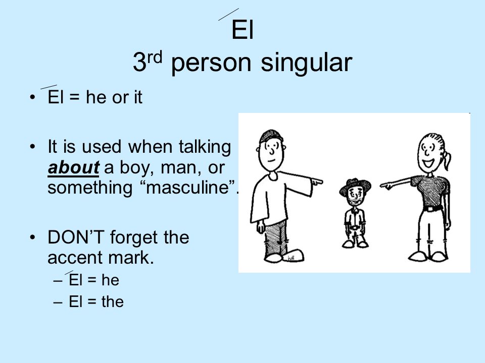 El 3rd person singular El = he or it