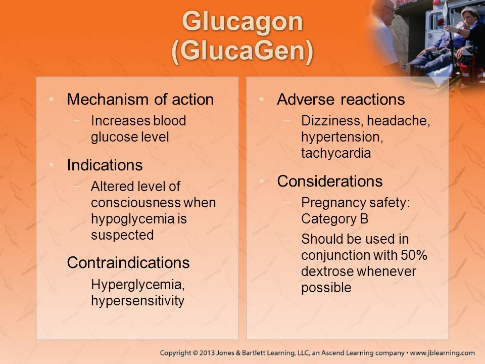 Glucagon (GlucaGen) Mechanism of action Indications Contraindications
