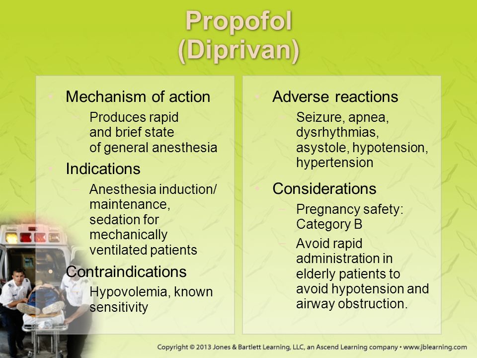 Propofol (Diprivan) Mechanism of action Indications Contraindications