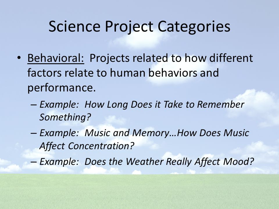 Science Project Categories