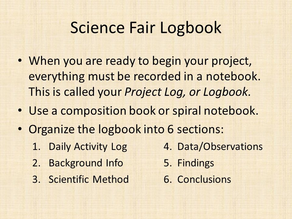 Science Fair Logbook