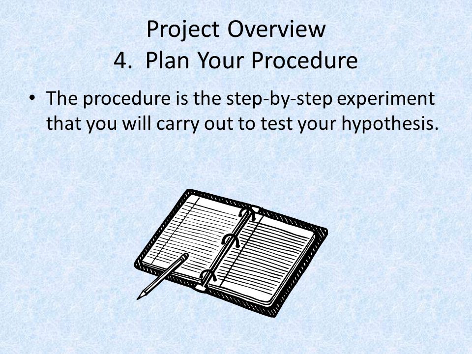 Project Overview 4. Plan Your Procedure