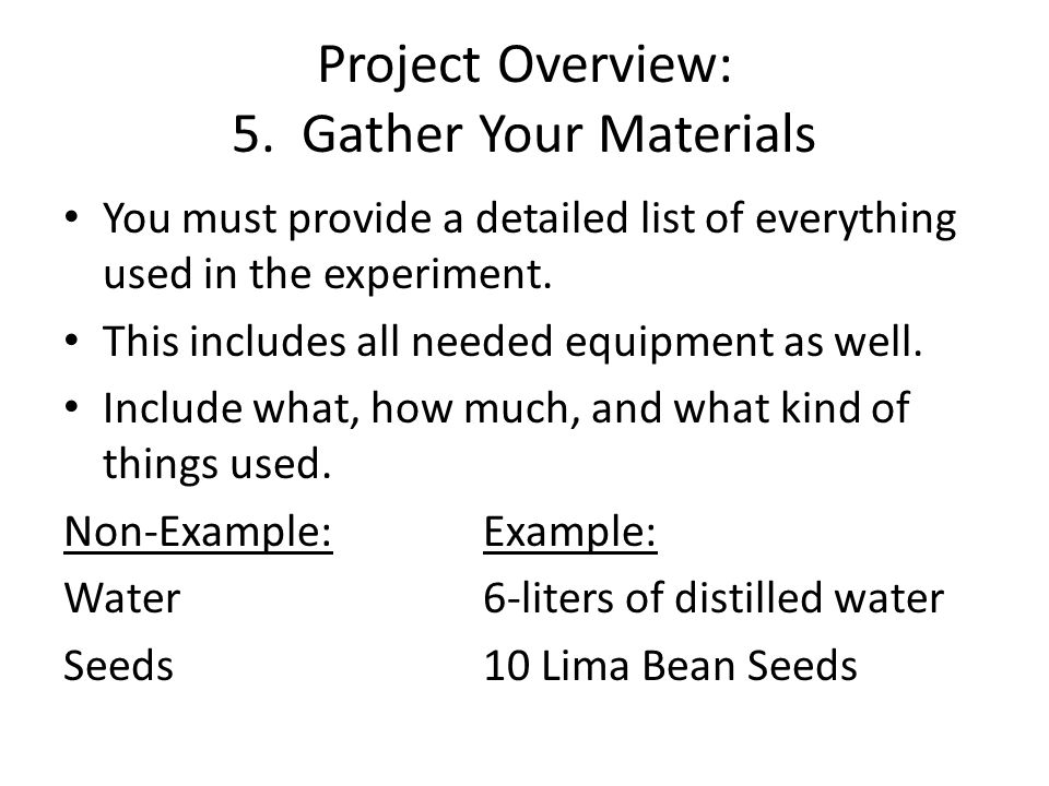 Project Overview: 5. Gather Your Materials