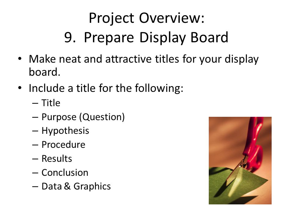 Project Overview: 9. Prepare Display Board
