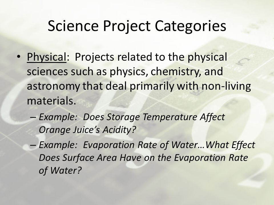 Science Project Categories