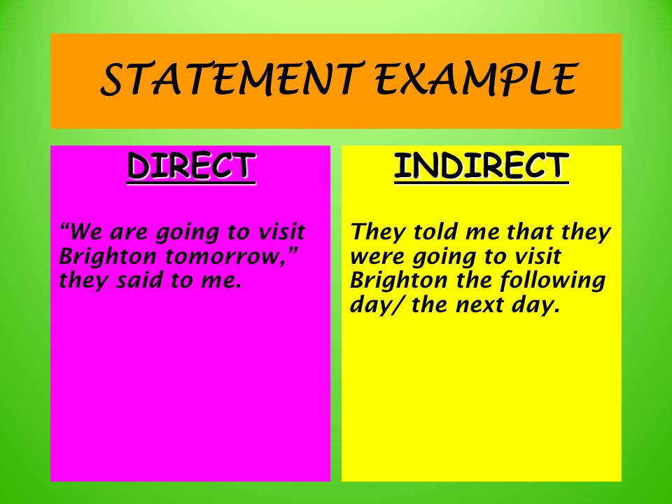 STATEMENT EXAMPLE DIRECT INDIRECT