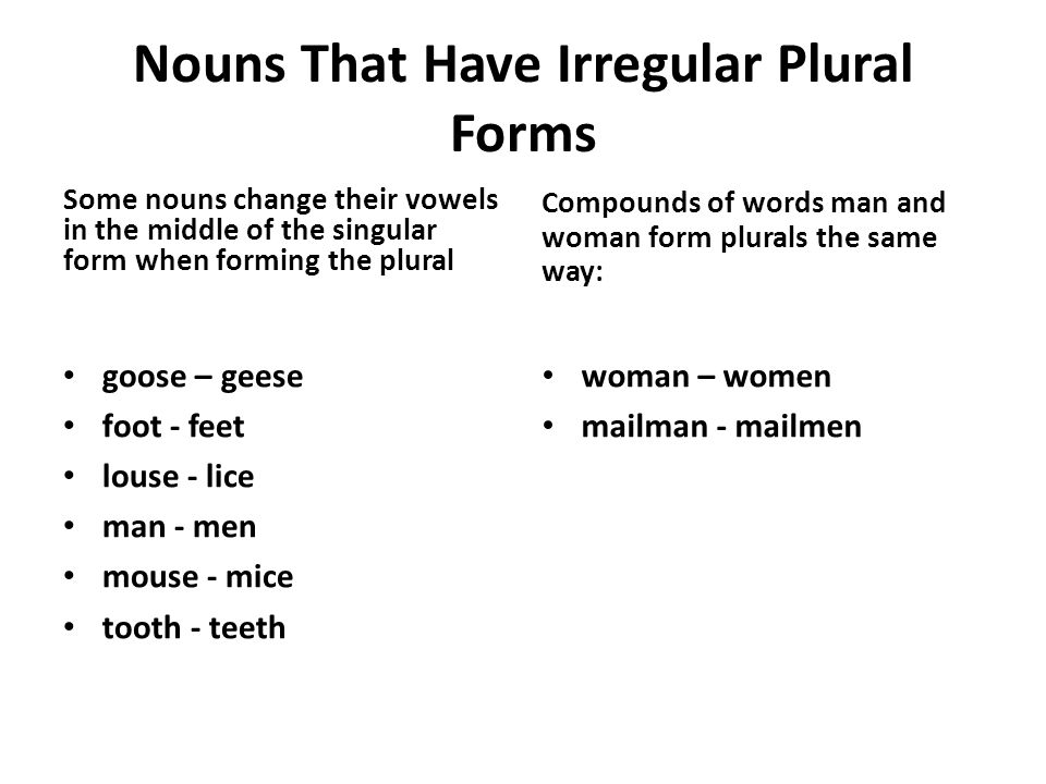 Nouns That Have Irregular Plural Forms