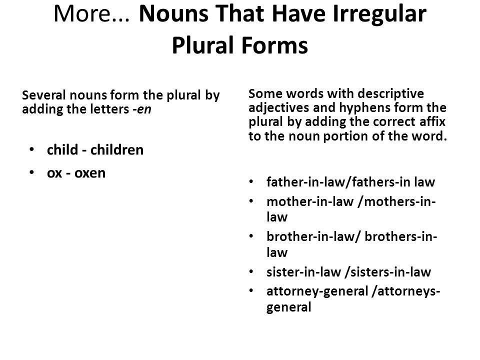 More... Nouns That Have Irregular Plural Forms