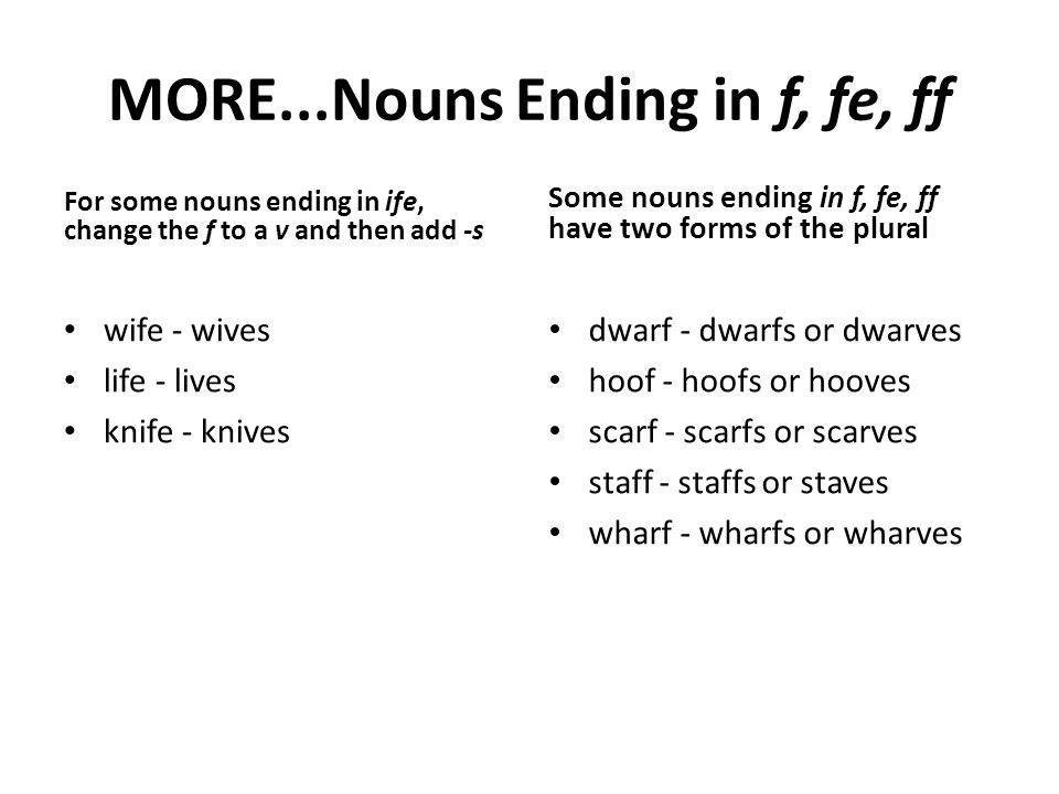 MORE...Nouns Ending in f, fe, ff
