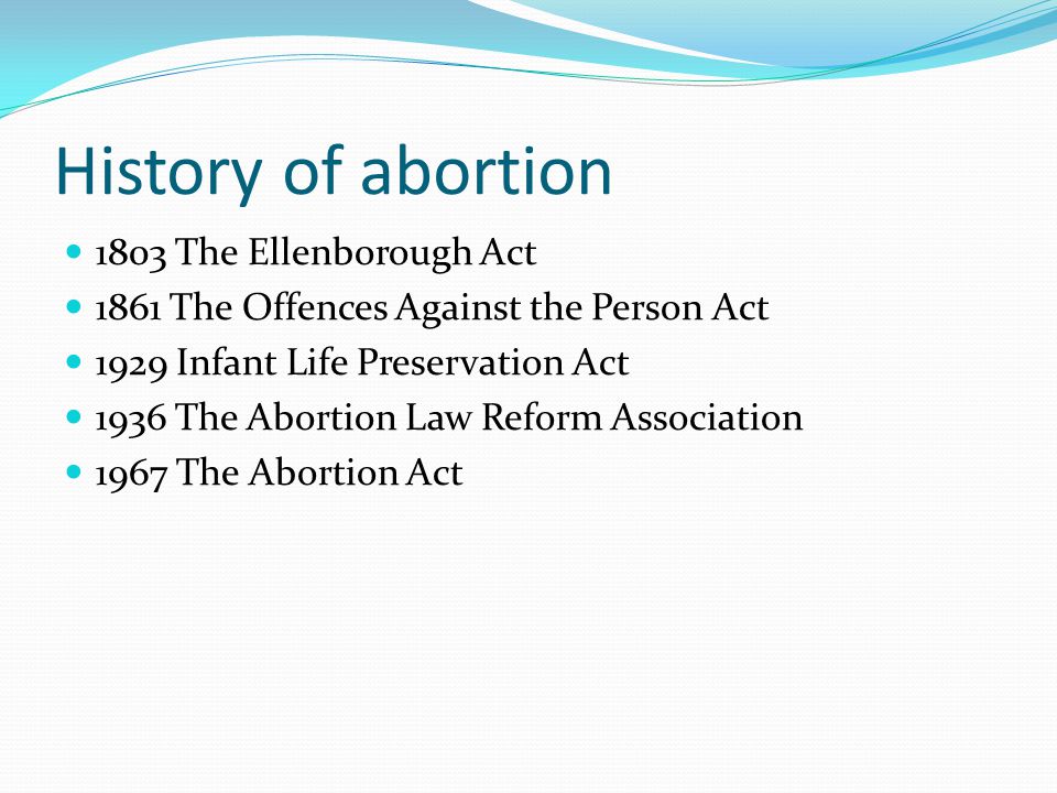 History of abortion 1803 The Ellenborough Act